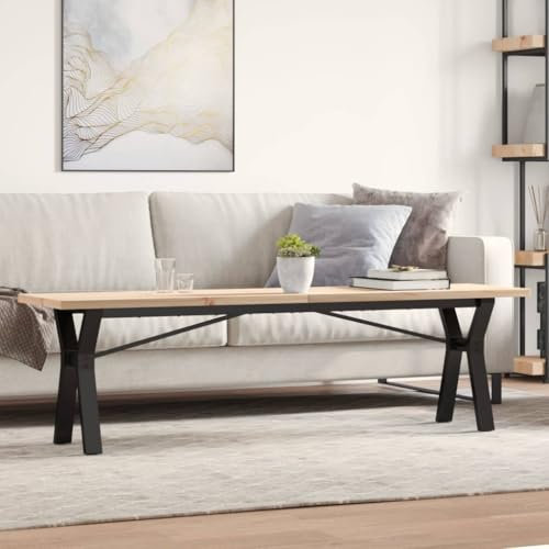 Homgoday Couchtisch Y-Gestell Tischbeine Tischgestell Tischfusse Möbelfüße Tischkufen Tischgestell für Moderne Couchtisch, kafftisch, Wohnzimmer 160x40x45,5 cm Massivholz Kiefer Gusseisen