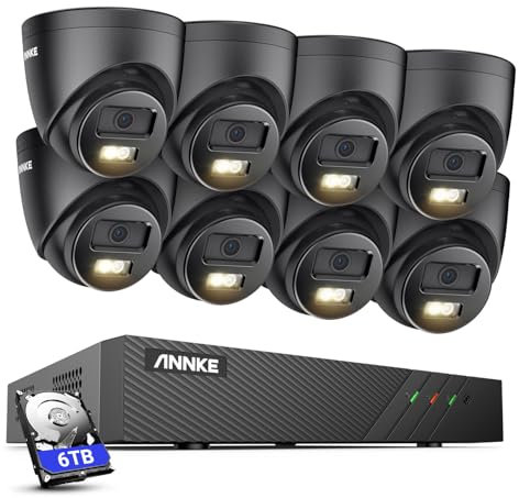 ANNKE 3K Überwachungskamera Aussen Set, Videoüberwachung mit 8CH 6TB HDD NVR und 8X 3K/5MP PoE IP Kamera, Personen-/Fahrzeugerkennung für 24/7 Überwachung, 100 Fuß Nachtsicht