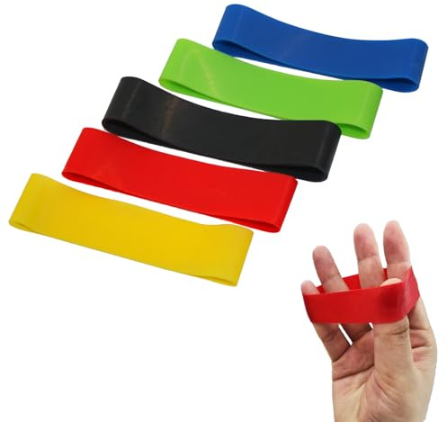 5Pcs Finger Strengthener, Finger Trainer Hand Grip Strengthener Hand Exerciser Forearm and Wrist Strengtheners Trainers Silicone Finger Extensor Bands for Muscle Training Sports Rock Climbing Fitness