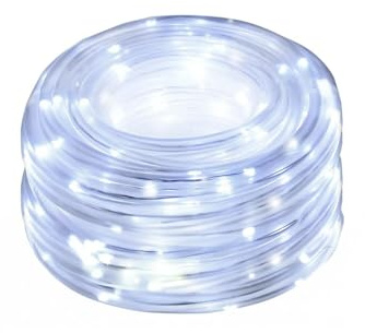 VoltShine Guirlande lumineuse LED 10 m, piles 3AA, PVC et cuivre, couleur blanc froid, idéale pour la décoration festive et les ambiances chaleureuses.