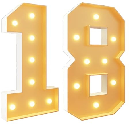 Lot de 18 chiffres lumineux géants en mousse pour chapiteau - 7 m de haut - Pour 18e anniversaire, décoration de fête de mariage