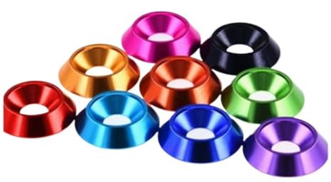 Generisch 10 Stück M3 M4 M5 M6 M8 Aluminium bunter Senkschirm Flachkopfschraube konkave konische dekorative Nutscheibe(M6*10pcs,Golden)