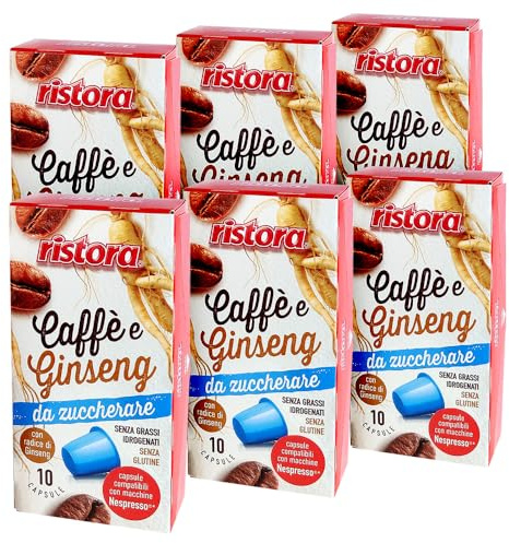Set 60 Capsule Ristora Ginseng da zuccherare Compatibili con le Macchine ad uso domestico Nespresso*