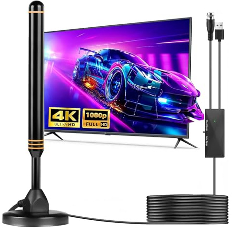 2026 Upgrade TV Antenna Indoor Antennas for Smart TV for Long Range Reception and All Smart TVs HD Digital Antenna with Amplifier Signal Booster for Local Channels Supports 4K 1080p