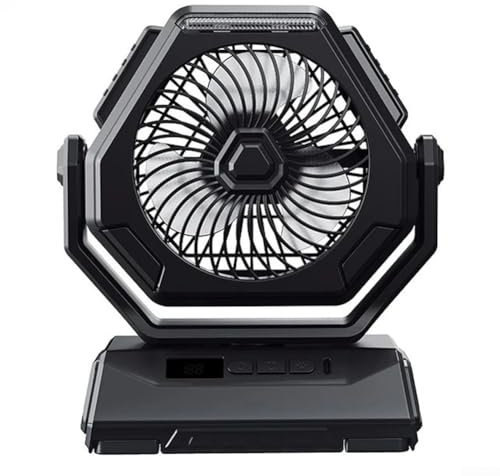 Ventilador portátil para exteriores con luz nocturna y batería recargable, cuenta con 3 ajustes de velocidad para una experiencia de refrigeración personalizada (negro)