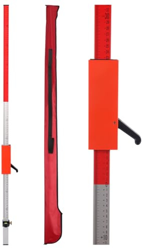 MOETER Laser Grade Rod, 7.9FT Adjustable Aluminum Grade Rod for Laser Level with 10th Foot Graduations, Quick-Release Slider, Built-In Bubble Level – Laser Grade Stick for Construction Surveying