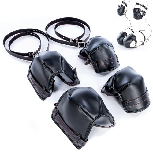 SXOVO Kit BDSM Sex Toýs Male Female - Kit de Bondage para Gatear con Rodilleras + Coderas + Ataduras de Manos y Pies, Accesorios BDSM para Esclava Cosplay, Juguetes Eróticos para Pareja Sexuales