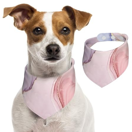 Rosa Marmor, Hundehalstücher, Baumwoll-Haustierschal, verstellbare Lätzchen für Haustiere,M