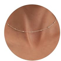 Tewiky Halskette für Damen,14K Gold/Silber Dünne Choker-Kette Mit Kugeln | vergoldete dünne Kugelchoker, hautfreundlich wasserfest & leicht, ideal für Alltag Outfits & edles Geschenk für Frauen