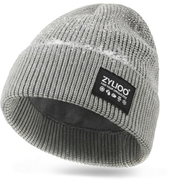 Zylioo XXL Strickmütze Wintermütze Großen wasserdichte Reflektierend Mütze | Fleece Beanie Mütze Großen Kopf Winter Warme Beanie Hats Skull Cap Alltag Outdoor