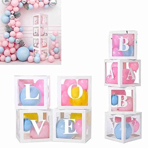 Yctze Transparenta Ballongl?dor med Bokst?ver Baby Shower och K?n Avsl?jar Dekorationer - Tydliga Babyboxar Pojkar eller Flickor F?delsedagsfest