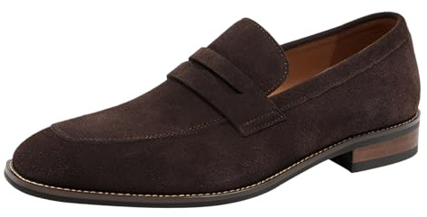 ANUFER Hombres Genuino Cuero de Ante Mocasines de Penny Guapo Slip-On Formal Zapatos de Vestir