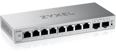 Zyxel Conmutador Gigabit de 8 puertos | Red Ethernet gestionada por la web | 2 enlaces ascendentes SFP | QoS, agregación de enlaces, VLAN, IGMP Snooping | Sin ventilador | Escritorio [GS1200-10v3]