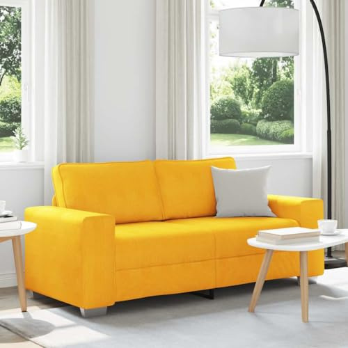 LoogCape Zweisitzer Sofa Hellgelb, 140 cm Breite, Cordstoff Polsterung, Komfortables Relaxsofa für Wohnzimmer, Schlafzimmer, Robustes Design