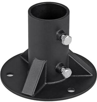 Vilgftyiet Heavy Duty Steel Floor Flange for Chain Link Fence Posts, Lamp Posts, and Mailbox Posts with 3 Expansion Bolts and Set Screws, Black