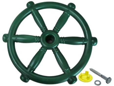 Perfeclan Pirate Ship Wheel Toy Outdoor Swingset Attachments Playhouse Toy Equipment Playground Accessories Equipment Kids Steering Wheel for Swingset Treehouses, green