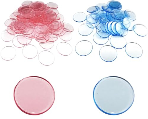 VONJUMA 200 Pcs Jetons De Jeu En Re-Plastic Jetons De Comptage Marker Tokens Marqueurs En Plastique Transparents Bingo Counting Chip Ø 19Mm Rosa Bleu