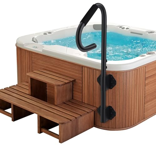 Barre d'Appui Baignoire 360° Rotative Hauteur Réglable, Main Courante Sécurité pour Spa Bain à Remous, Acier Galvanisé Anti-Rouille, Support Triangulaire 270kg, Antidérapante avec Crochet