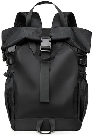 CGUOHU Sac à dos tendance avec double bandoulière et enrouleur for voyage, décontracté, fitness, sport, rangement de chaussures, bagages pour Sac Roll-Top(Black)