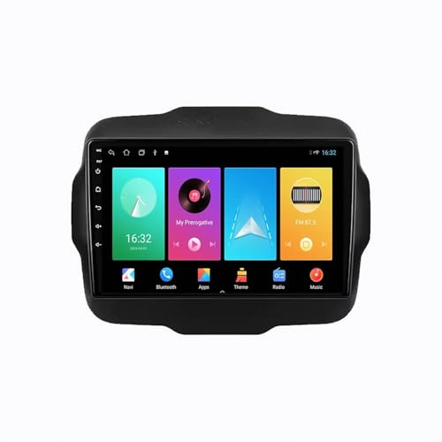 Radio Macchina Touch Screen per Jeep Renegade 2014-2018 Ips Touchscreen, Auto Stereo Radio con Bluetooth/Gps/Controllo Vocale/Mirror Link/Aux, 4 Nucleo 2G+32G