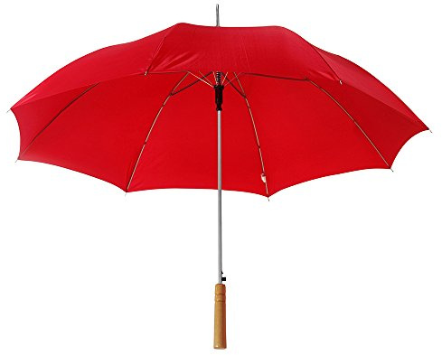 eBuyGB Pack of 6 Automatic Wedding Photographer Parasol Folding Umbrella, Long Umbrella with Stick Handle Rain Stick Umbrella, Umbrella, Colourful - Red 37 Inch / 94cm Span 84cm Length