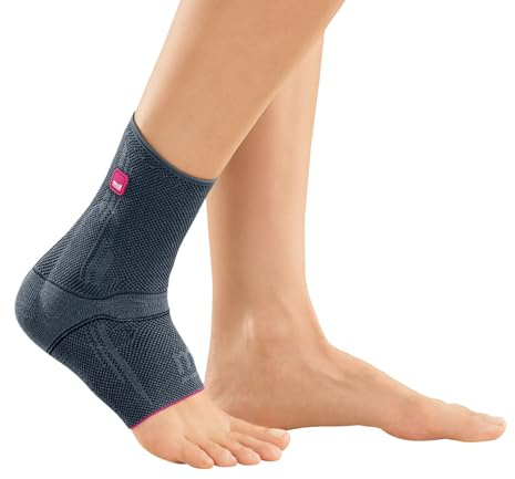 medi Levamed Sprunggelenkbandage UNISEX – Knöchelbandage zur Stabilisierung, beidseitig tragbar – Fußbandage aus Komfortgestrick mit Entlastungszone – Silber | Größe II