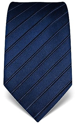 Vincenzo Boretti cravatta elegante classica da uomo, 8 cm x 15 cm, di pura seta di alta qualità, idrorepellente e antisporco, motivo a righe tono su tono blu scuro