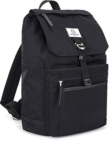 SEVENTEEN LONDON – 16L Laptop-Rucksack für Damen 15 Zoll Mädchen Jungen Schulrucksack Wasserabweisendes Nylon Gefalteten Kordelzug Rucksack in schwarz für Universität/Reisen/Herren – 'Fulham'