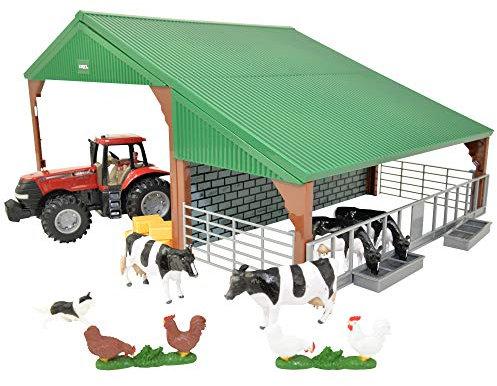 Britains 1:32 Bauernhof-Set mit Case Traktor Spielzeug, sammelbares Farm-Set-Spielzeug für Kinder, Spielzeugtraktor kompatibel mit Bauernhofspielzeug im Maßstab 1:32, für Sammler & Kinder ab 3 Jahren