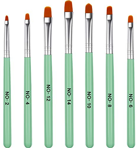 Hicarer 7 Pcs Gel Nail Brush Set for Hard Builder Gel, Acrylic Nail Tips Art Brushes 7 Size Wooden Nails Painting Brush Pen for Nails Technician&beginner Overlay, Sculpting, Extensions, Polish