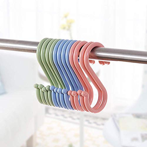 Dusenly 12 farbige S-förmige Haken aus Kunststoff zum Aufhängen, Handtuchhalter für Badezimmer, Schlafzimmer, Büro und Küche, große Größe 12 x 5 cm