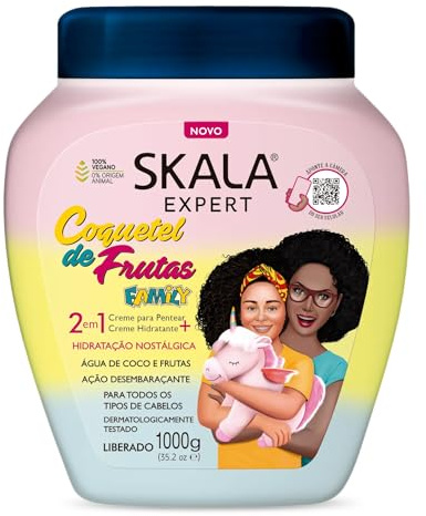 SKALA - Vegane Frucht Haarmaske 1000 ml | Intensiver Glanz und Geschmeidigkeit | 3-in-1: Maske, Spülung, Stylingcreme | 100% Vegan und Tierfreundlich, Weiß, 1 l Pack