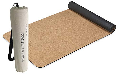 Fiducia Yogamatte mit Tragetasche - Fitnessmatte Sportmatte Gymnastik - frei von schädlichen Stoffen - aus Kork - Stretching und Meditation. Nur Handwäsche