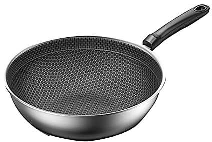 Sartén Wok vitrocerámica SOJAR Fry FRYS RAKE | Wok Pan 32CM / 34CM | Caja Fuerte del Horno, Adecuado para su Uso en Gas, inducción, fogones de cerámica (Size : 34cm)