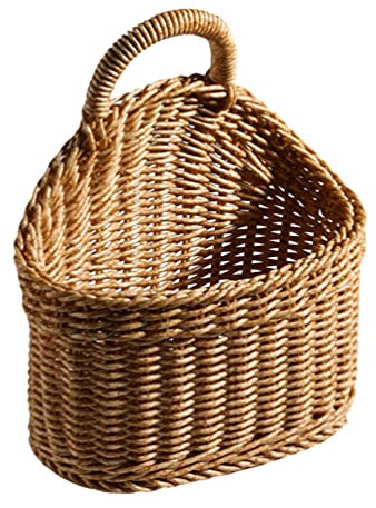 jojofuny Rotin Pendaison Panier en Osier Tissé Panier De Rangement Mur Panier D' Oignon Contenant L' ail Oeuf Fruits Panier pour La Cuisine