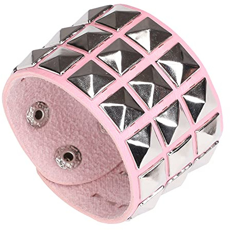 TURTLEDOVE Punk Leather Cuff Bracelet - Wide Rock Leather Wristband with Metal Studded for Party