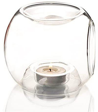 Klarglas Teelichthalter, Duftlampe für ätherische Öle, Aromatherapie, Wachs, Kerze, Tarte, Brenner, Diffusor, Aroma, Kerzenwärmer, Dekoration