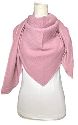 Musselintuch Schal Dreieckstuch zart Lila-rosa Halstuch Damen XXL Uni Wickelschal Stola Tuch Handmade Schal einlagig