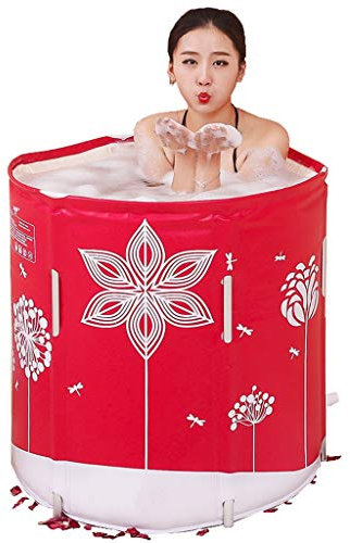 Tragbare Badewanne für Erwachsene, einweichend, bequeme Badewanne, für Erwachsene, Badewanne, Barrel, Lederstruktur, faltbar, verstellbar, Höhe aus Aluminiumlegierung, Duscheimer, einfacher Abfluss, k