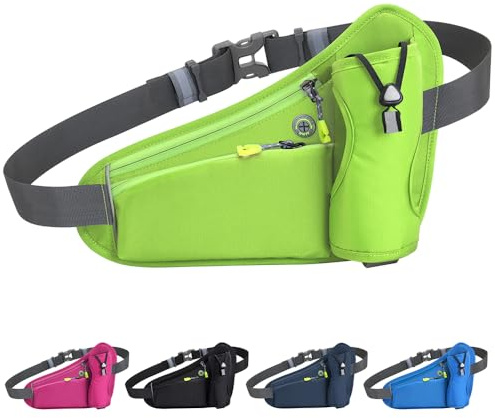 Tyuodna Laufgürtel Handy,Gürteltasche mit Flaschenhalter,Running Belt,Bauchtasche für Trinkflasche,Verstellbar Hüfttasche Damen und Herren,Trinkgürtel für Jogging (Grün)