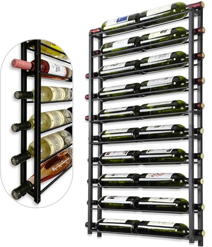 AQAREA Wine Rack Wall Mounted - Heavy Duty 20Bottle Capacity Storage - 3.7 Inch Extra Wide Slots for Champagne & Magnum - Professional Grade for Wine Collectors - Rust-Resistant Matte Black Metal