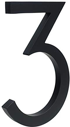HASWARE Schwimmende Hausnummer 4 Zoll (10 cm) Stilvolle Türnummern Alphabet Plaque Straße Privatadresse Ziffern (Small 3, Schwarz)