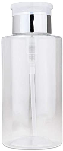 10oz Silver Push-Down Dispenser Bottle - 1 Bottle - Empty Refillable Pump Bottle for Nail Polish Remover Liquid Lotion Cream