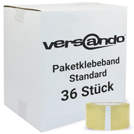versando Lot de 36 rouleaux de ruban adhésif transparent 48 mm de large x 66 m de long (1 carton)