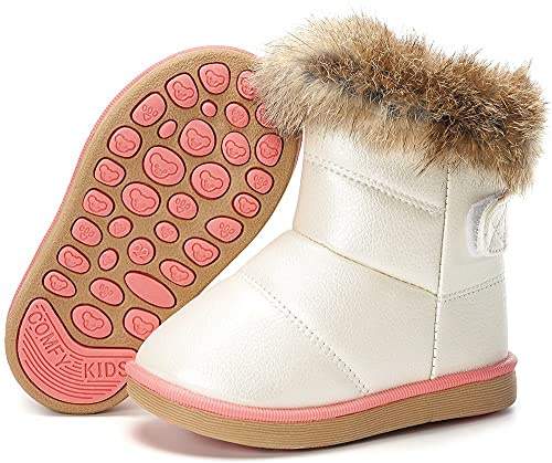 Gaatpot Bottes Enfants Bottines de Neige Chaude d'Hiver, Blanc, 24EU/ 25CN