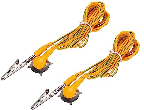 QUARKZMAN ESD Erdung Kabel 3.0m/118 Lang Antistatische Masse Kabel Kordel Clip Gelb für Entfernen Stromleiter Elektrostatik Paket von 2