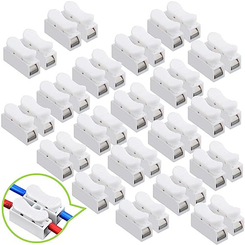 20 Pcs CH2 Quick Connector, Enhance Your LED Strip Light Setup- No Welding Quick Connector, Cable Clamp Terminal Block, Screw Terminal Barrier Block for LED Strip Light (20 Pcs)