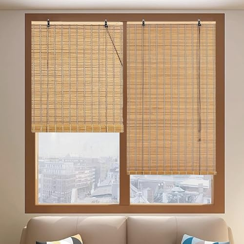 Bambus-Rollos Für Fenster,Fenster-Rollos Jalousie,Retro Bambusrollo,Verdunkelungsrollo,Sichtschutz Sonnenschutz Vorhang Für Innen Draußen,Garten,Terrasse,Anpassbar,Breite x Höhe (40cm x 140cm)