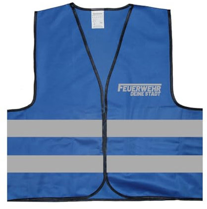 Feuerwehr Deine Stadt personalisierbar Warnweste BZW. Signalweste mit reflektierendem Aufdruck - Größe S/M, Blau