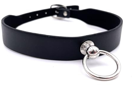 BONDAGERIE® Collarino in ecopelle con anellino, senza guinzaglio, choker donna uomo sexy hot